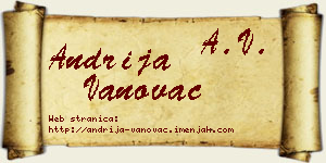 Andrija Vanovac vizit kartica